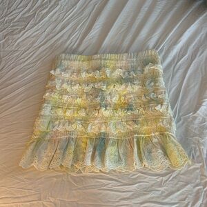 The Impeccable Pig Yellow and Green Bubble Mini Skirt